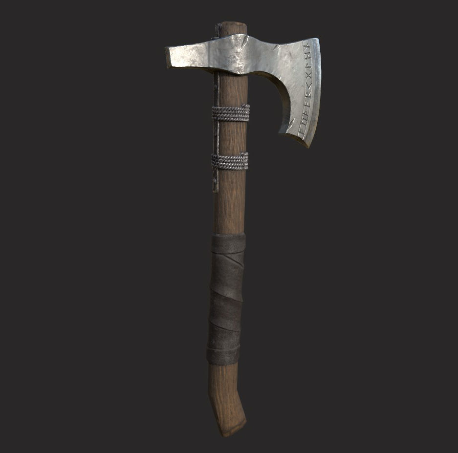 Battle axe 3D model_4