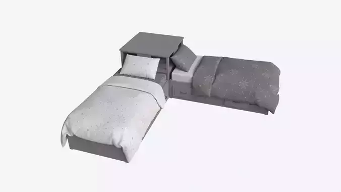 Pottery Barn Belden Twin Beds with Headboard Shelf 3D model