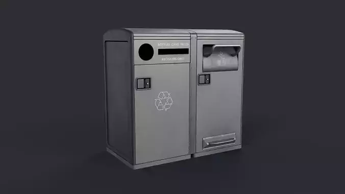 Street Trash Can 34 PBR Game Ready Low-poly 3D model