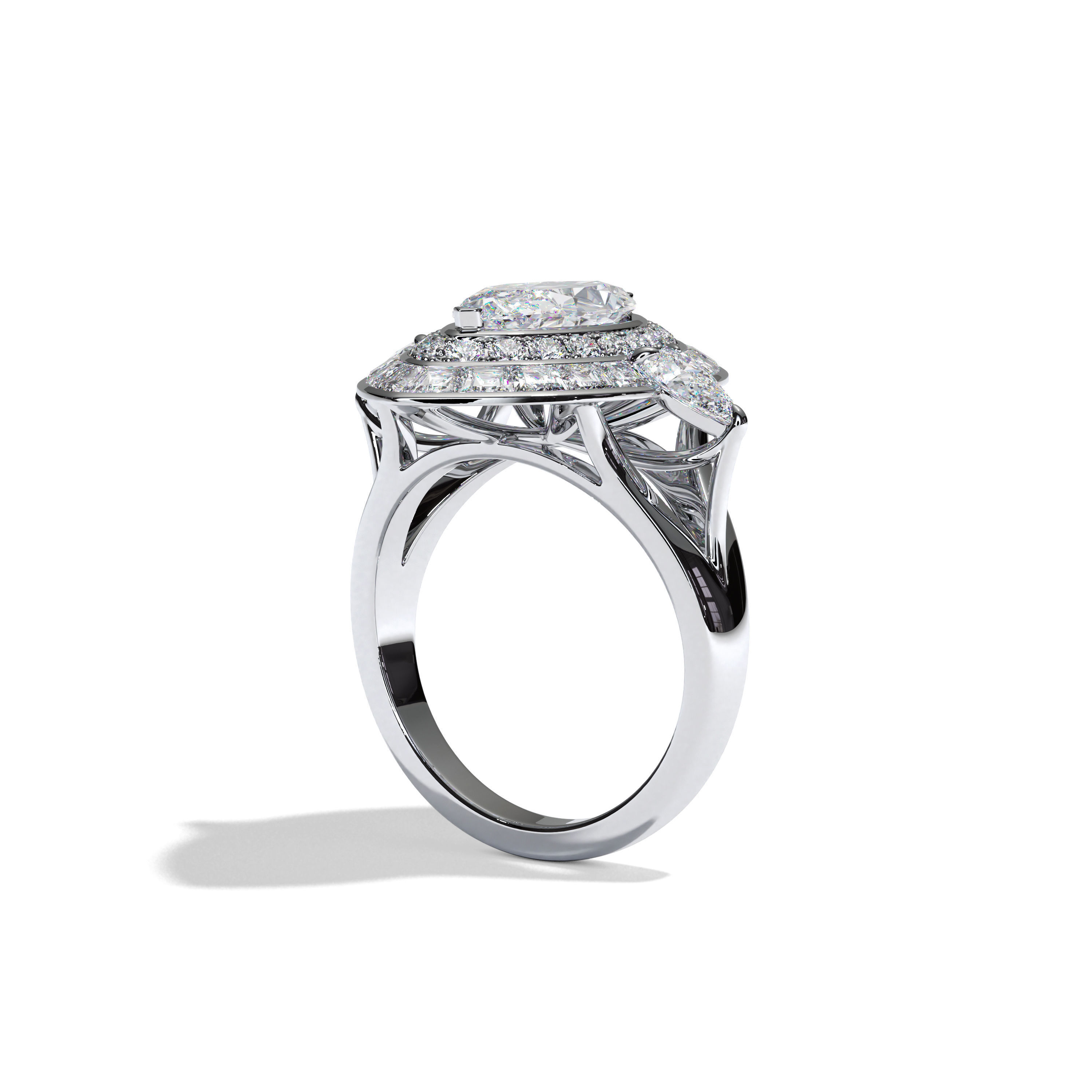 3D model of a jewelry ring with diamonds 3D print model_5