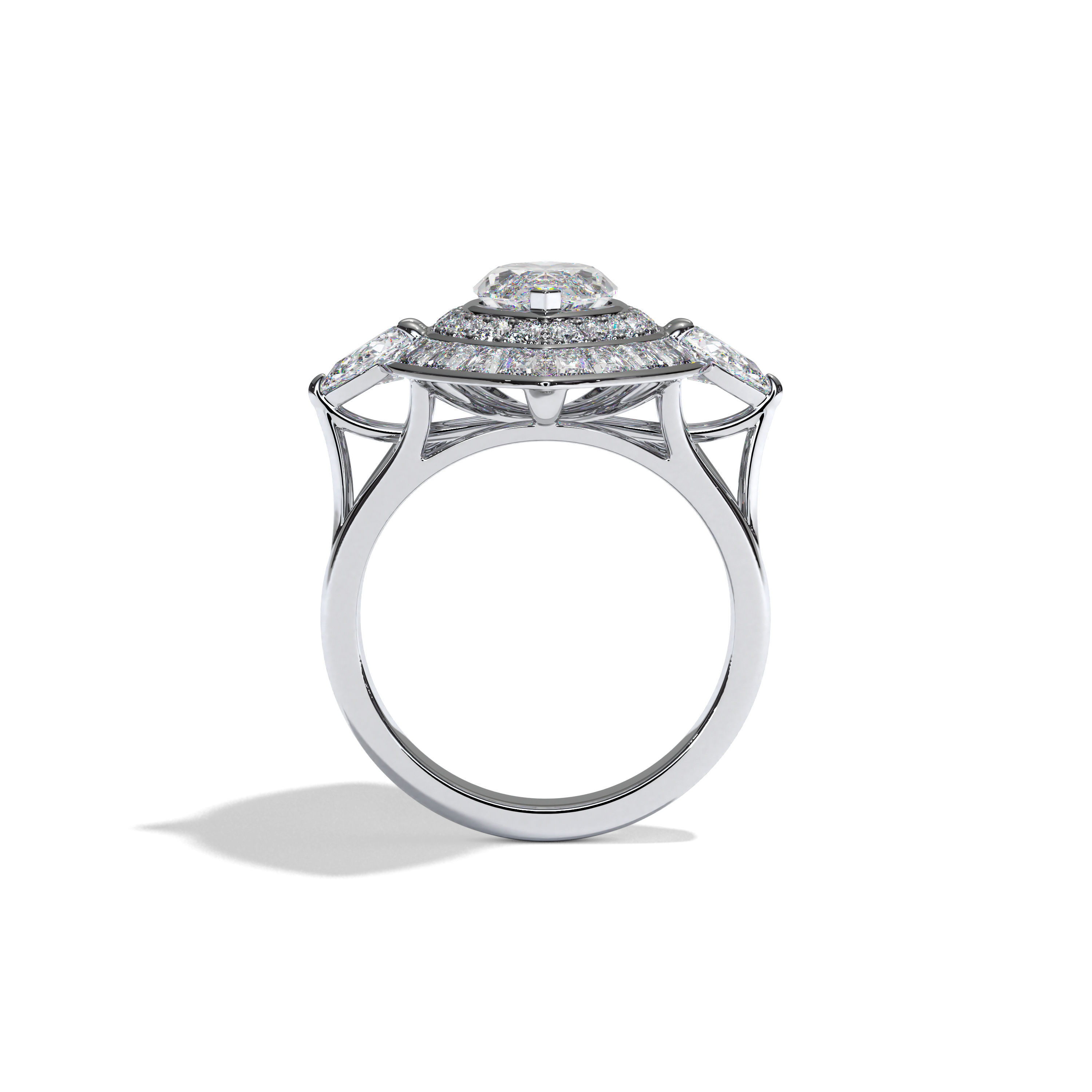 3D model of a jewelry ring with diamonds 3D print model_3