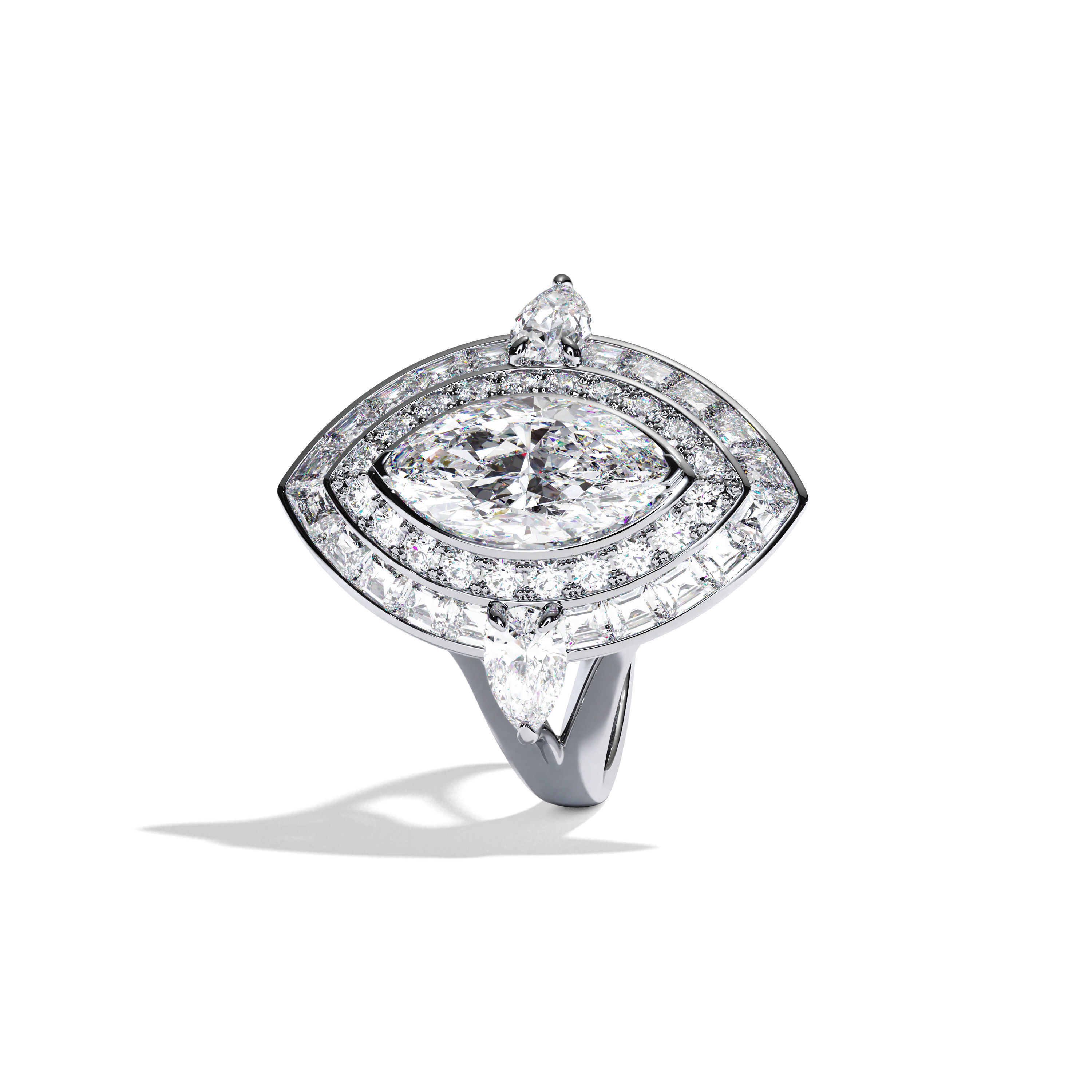 3D model of a jewelry ring with diamonds 3D print model_7