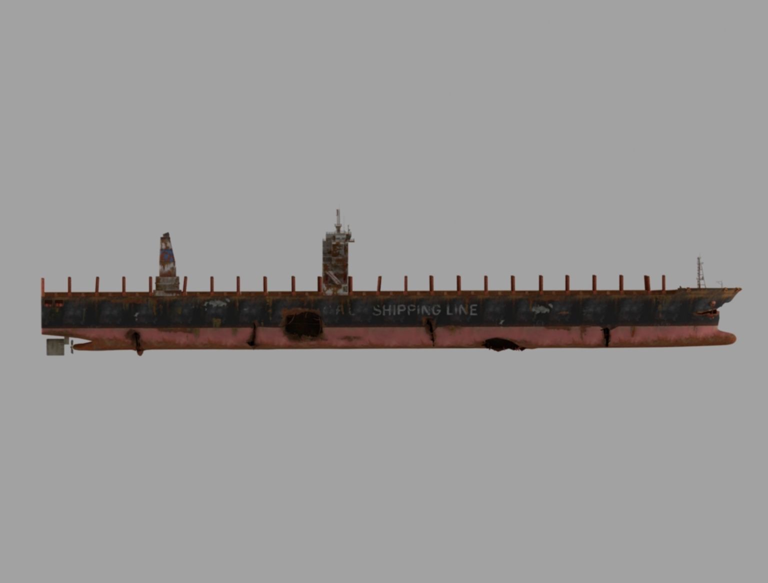 rusty container ship 3D model_3