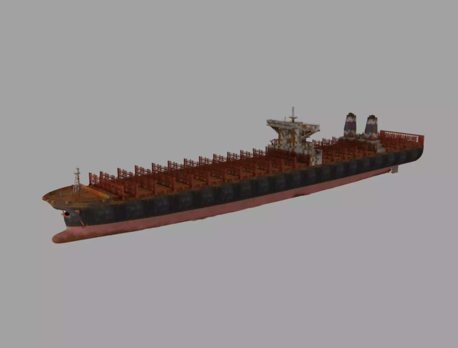 rusty container ship 3D model_0