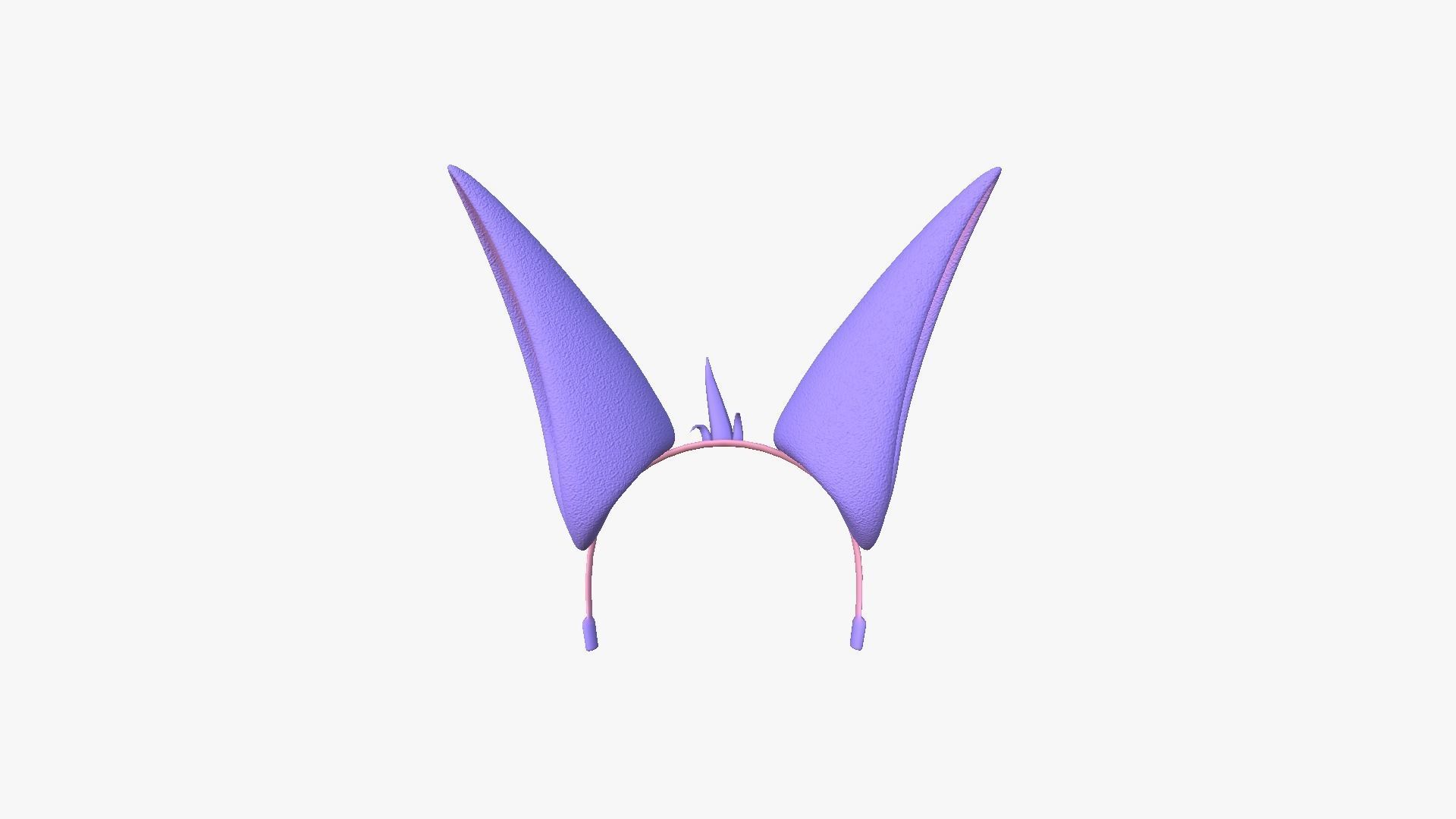 Furry Ears Tiara E08 Purple - Headband Character Design Low-poly 3D model_1