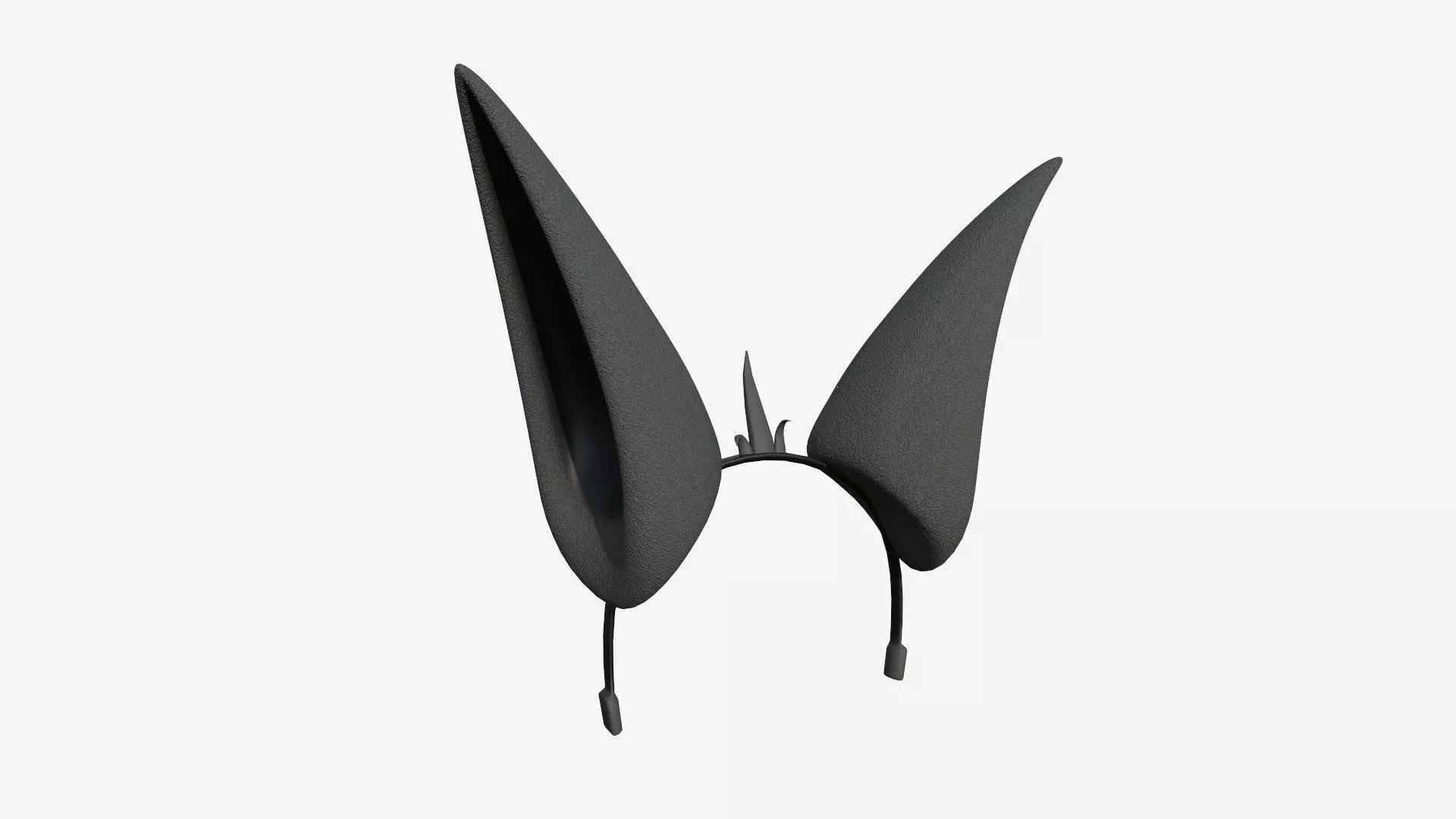 Furry Ears Tiara E09 Full Black - Headband Character Design Low-poly 3D model_0