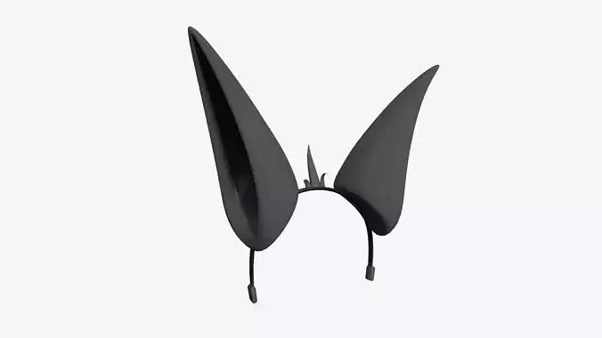 Furry Ears Tiara E09 Full Black - Headband Character Design Low-poly 3D model