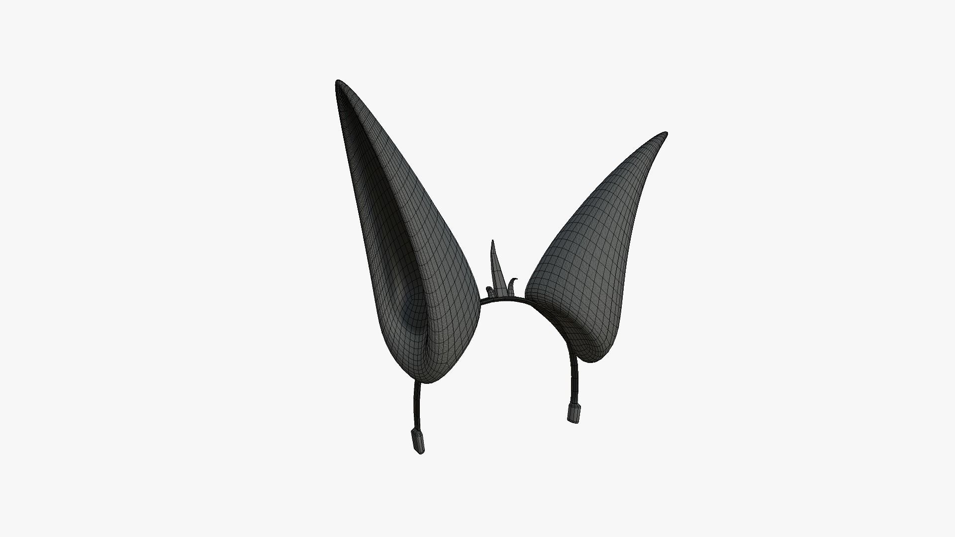 Furry Ears Tiara E09 Full Black - Headband Character Design Low-poly 3D model_6