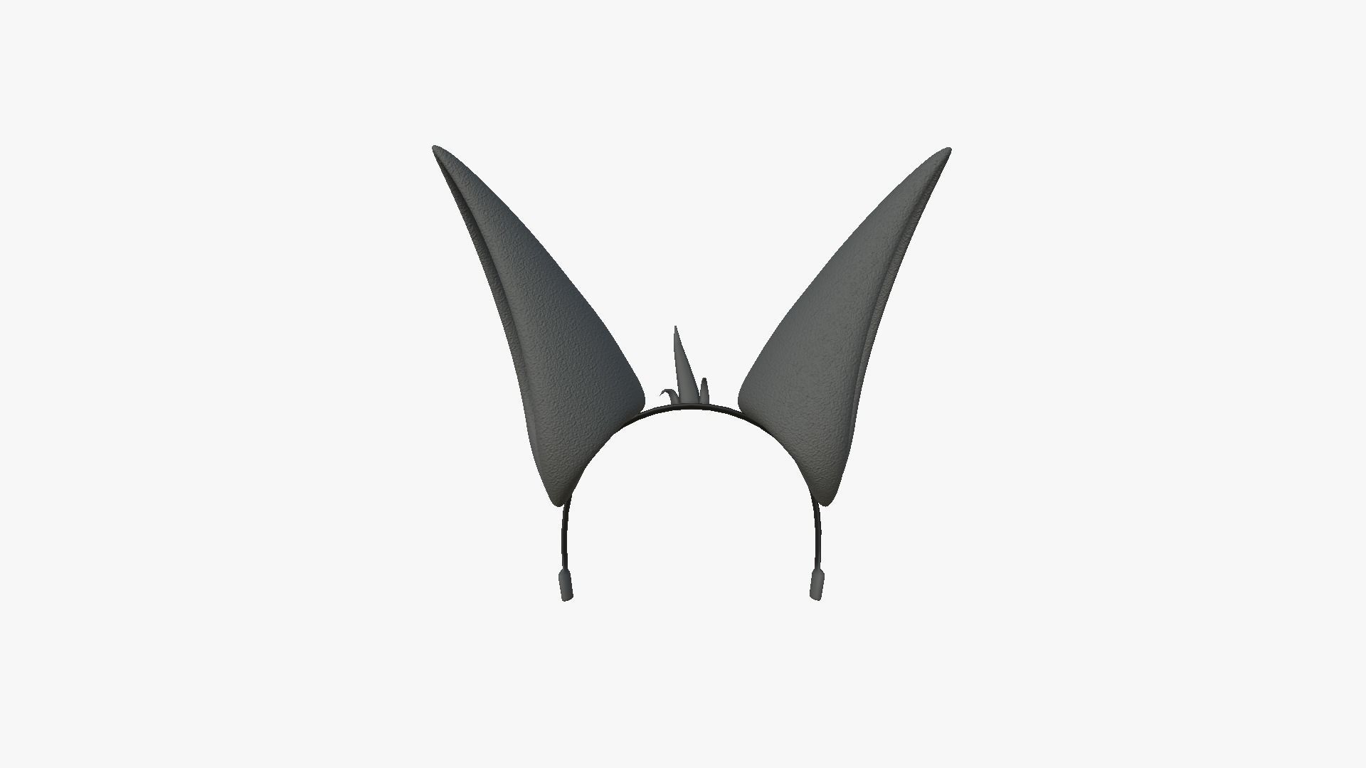 Furry Ears Tiara E09 Full Black - Headband Character Design Low-poly 3D model_1