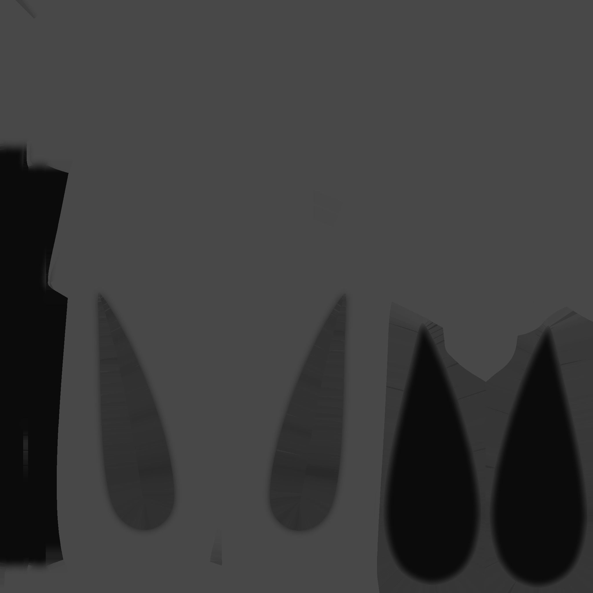 Furry Ears Tiara E09 Full Black - Headband Character Design Low-poly 3D model_17