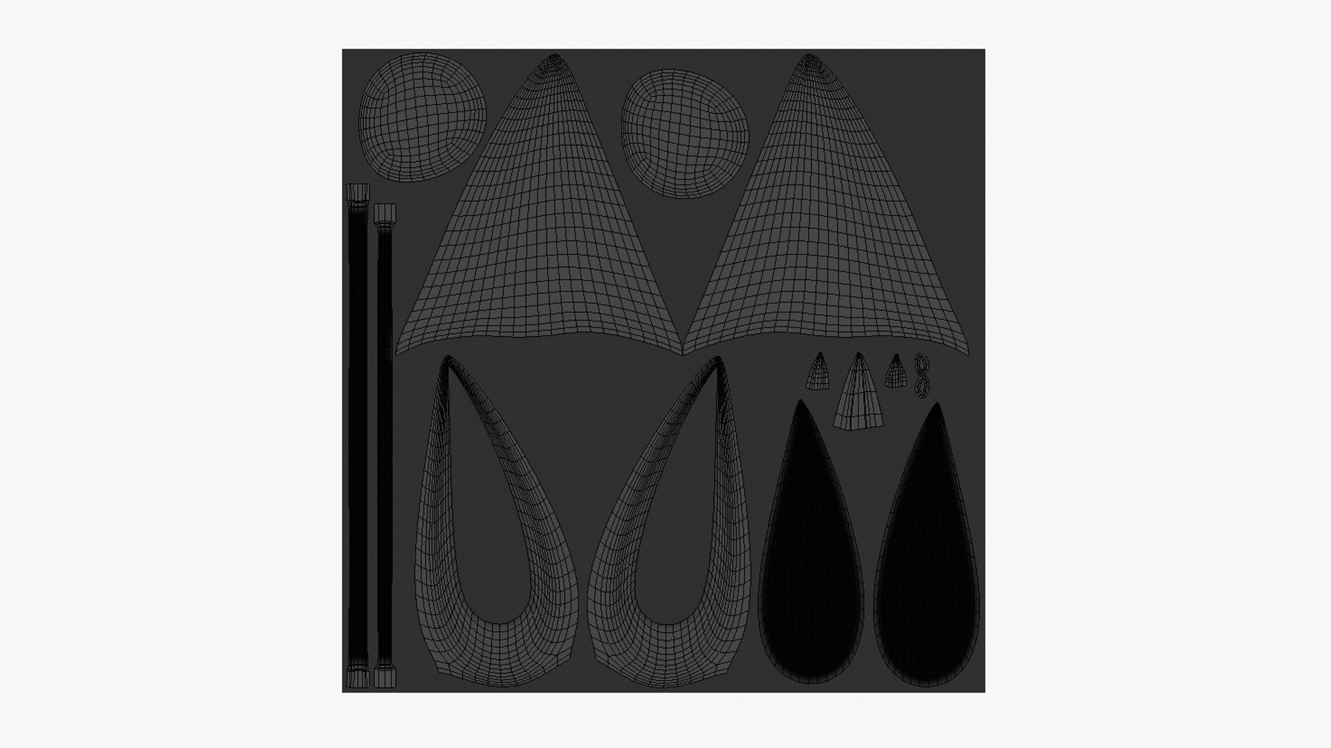 Furry Ears Tiara E09 Full Black - Headband Character Design Low-poly 3D model_5