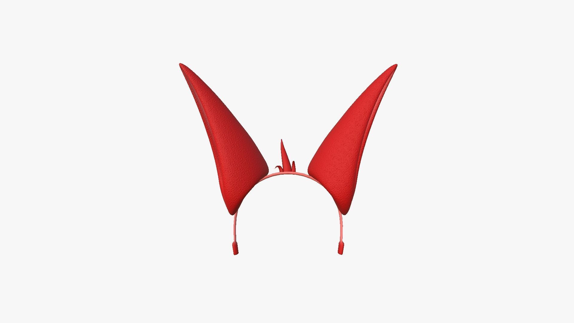 Furry Ears Tiara E10 Red - Headband Character Design Free low-poly 3D model_1