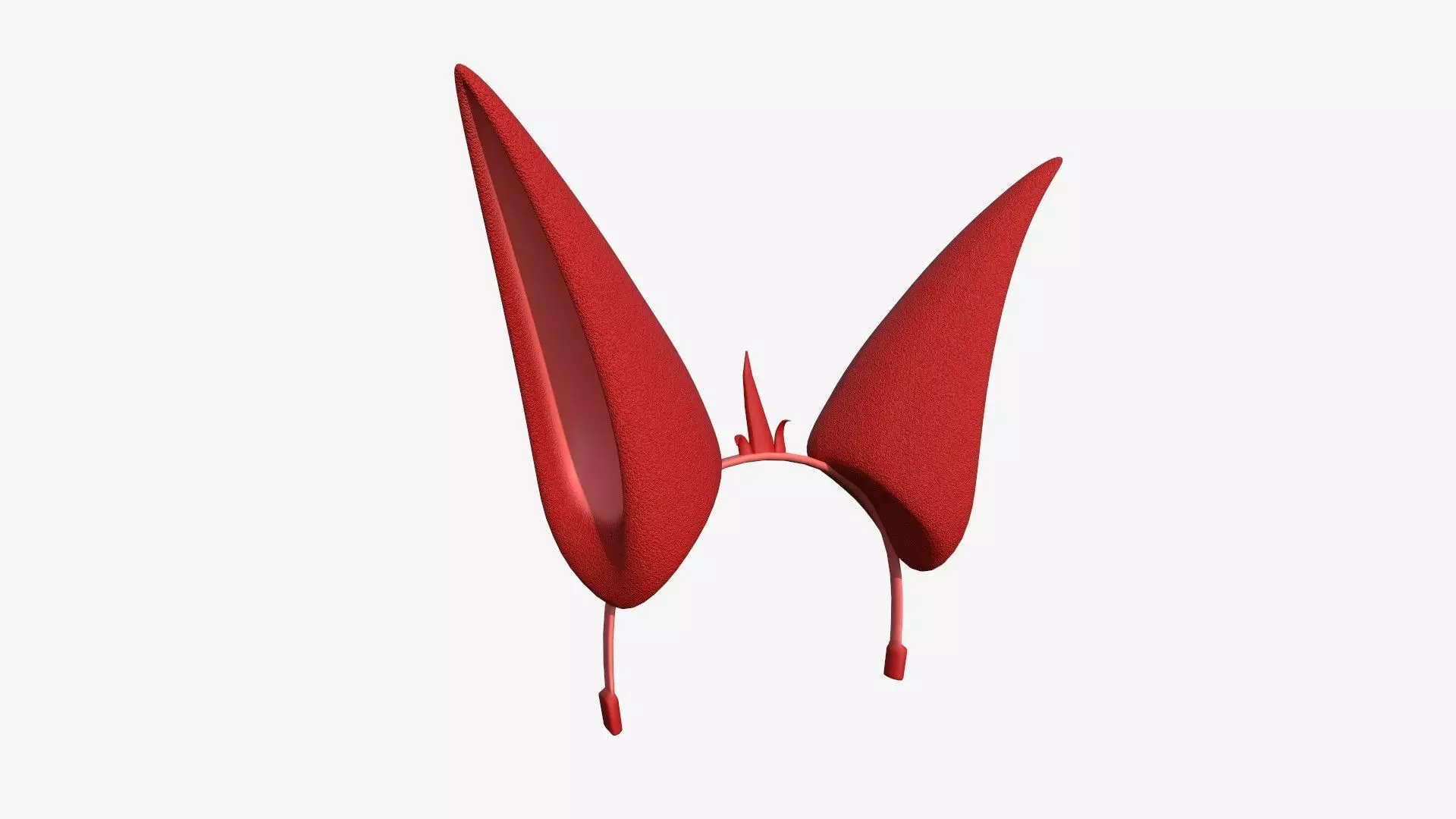 Furry Ears Tiara E10 Red - Headband Character Design Free low-poly 3D model_0