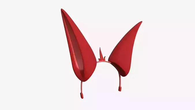 Furry Ears Tiara E10 Red - Headband Character Design Free low-poly 3D model