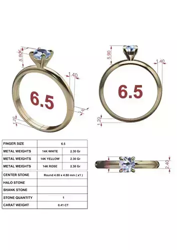 Diamond Ring Solitaire Prong Set with Polished Band Printable 