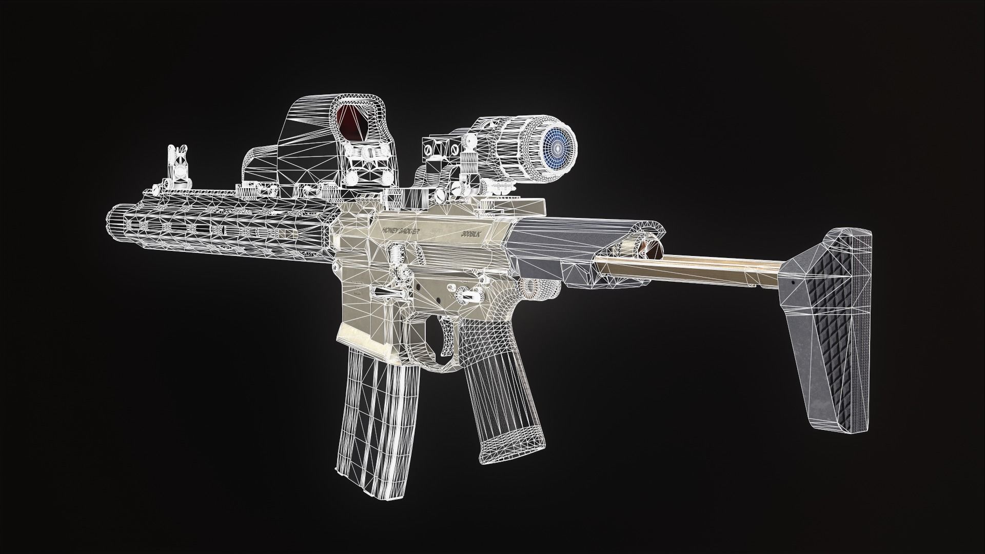 AAC Honey Badger Assault Rifle Low-poly 3D model_19