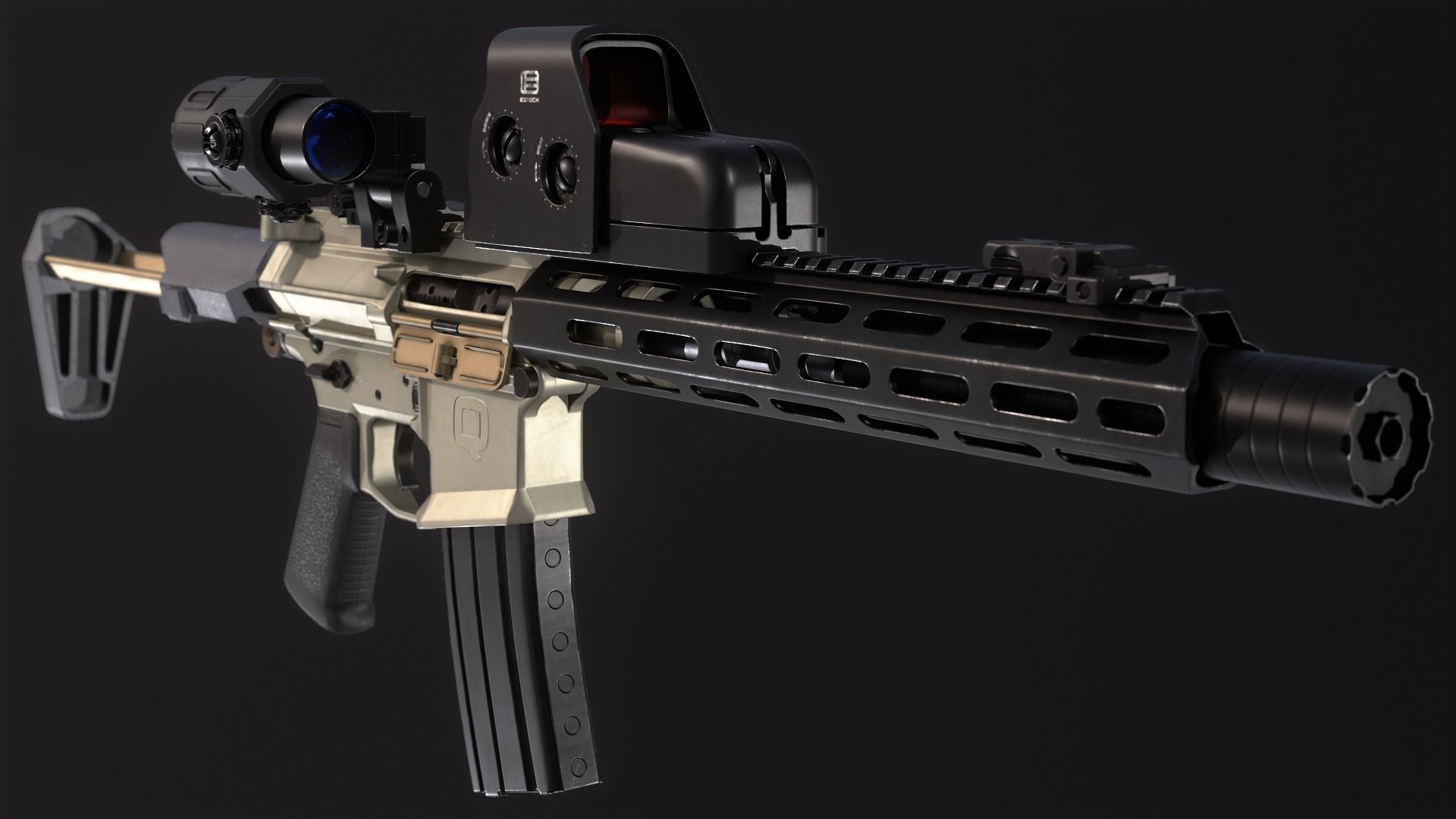 AAC Honey Badger Assault Rifle Low-poly 3D model_2