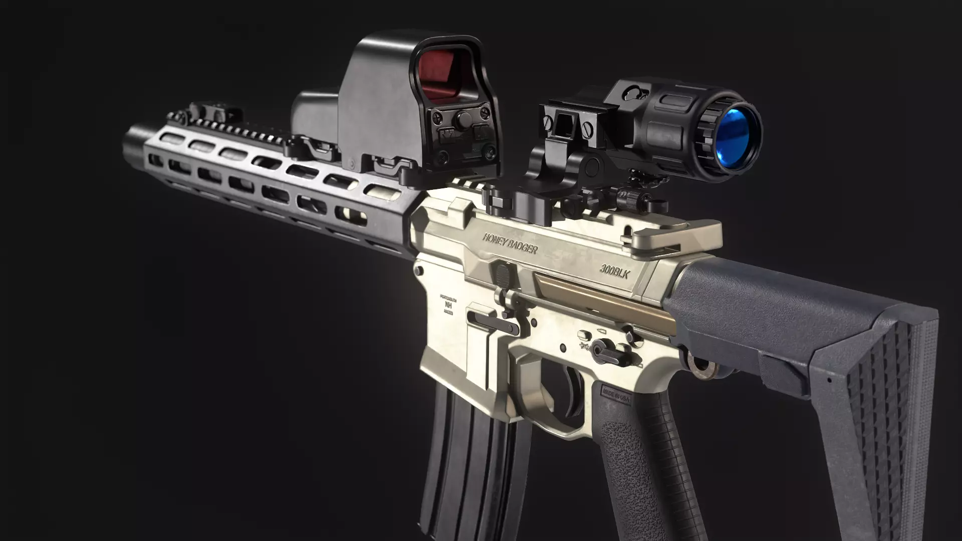 AAC Honey Badger Assault Rifle Low-poly 3D model_0