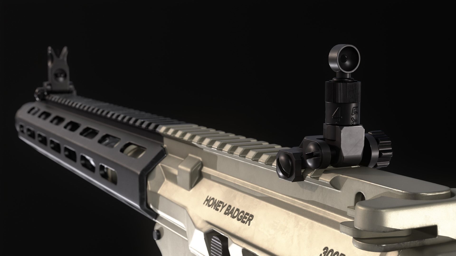 AAC Honey Badger Assault Rifle Low-poly 3D model_10