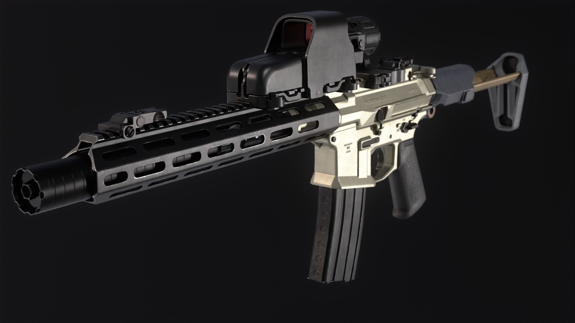 AAC Honey Badger Assault Rifle Low-poly 3D model_4