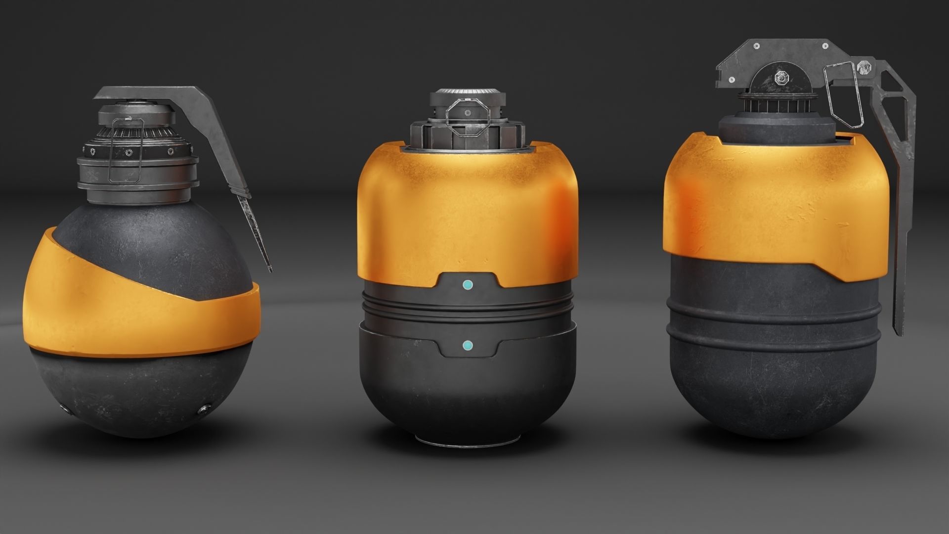 Sci-fi-Grenades Low-poly 3D model_1