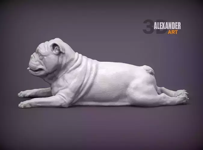 English bulldog lies 3D print model