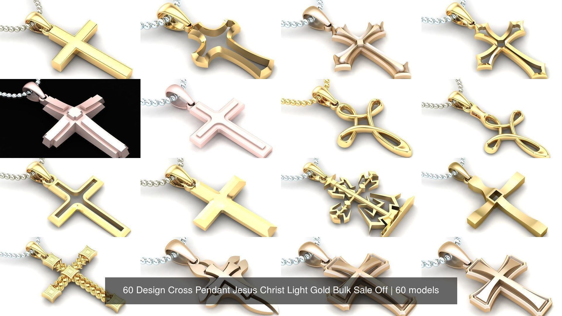 60 Design Cross Pendant Jesus Christ Light Gold Bulk Sale Off 3D Model Collection_5