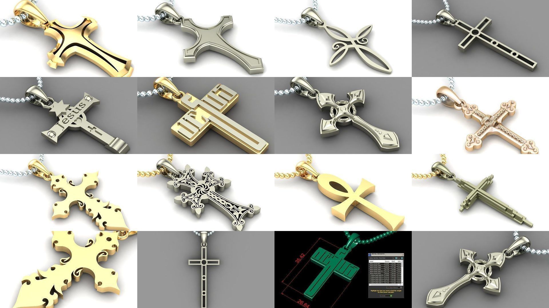 60 Design Cross Pendant Jesus Christ Light Gold Bulk Sale Off 3D Model Collection_11