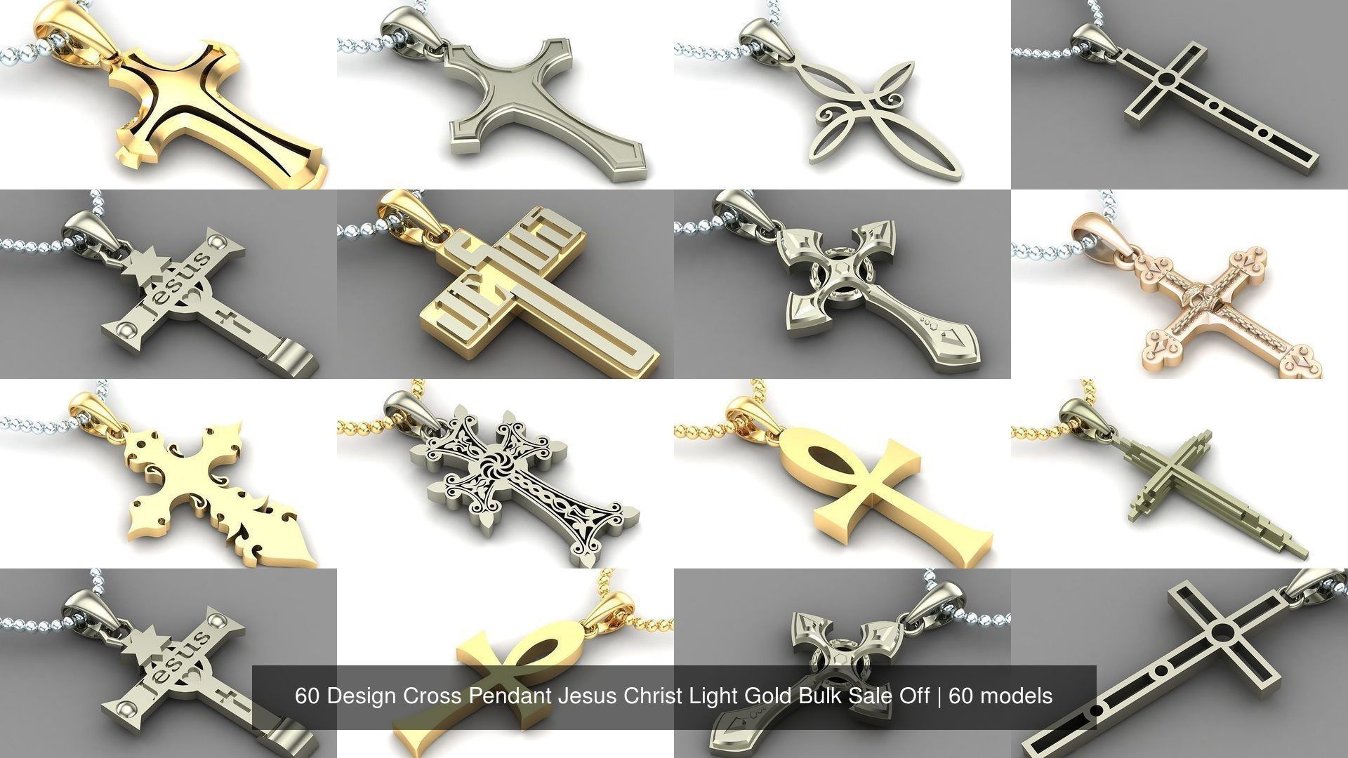 60 Design Cross Pendant Jesus Christ Light Gold Bulk Sale Off 3D Model Collection_9