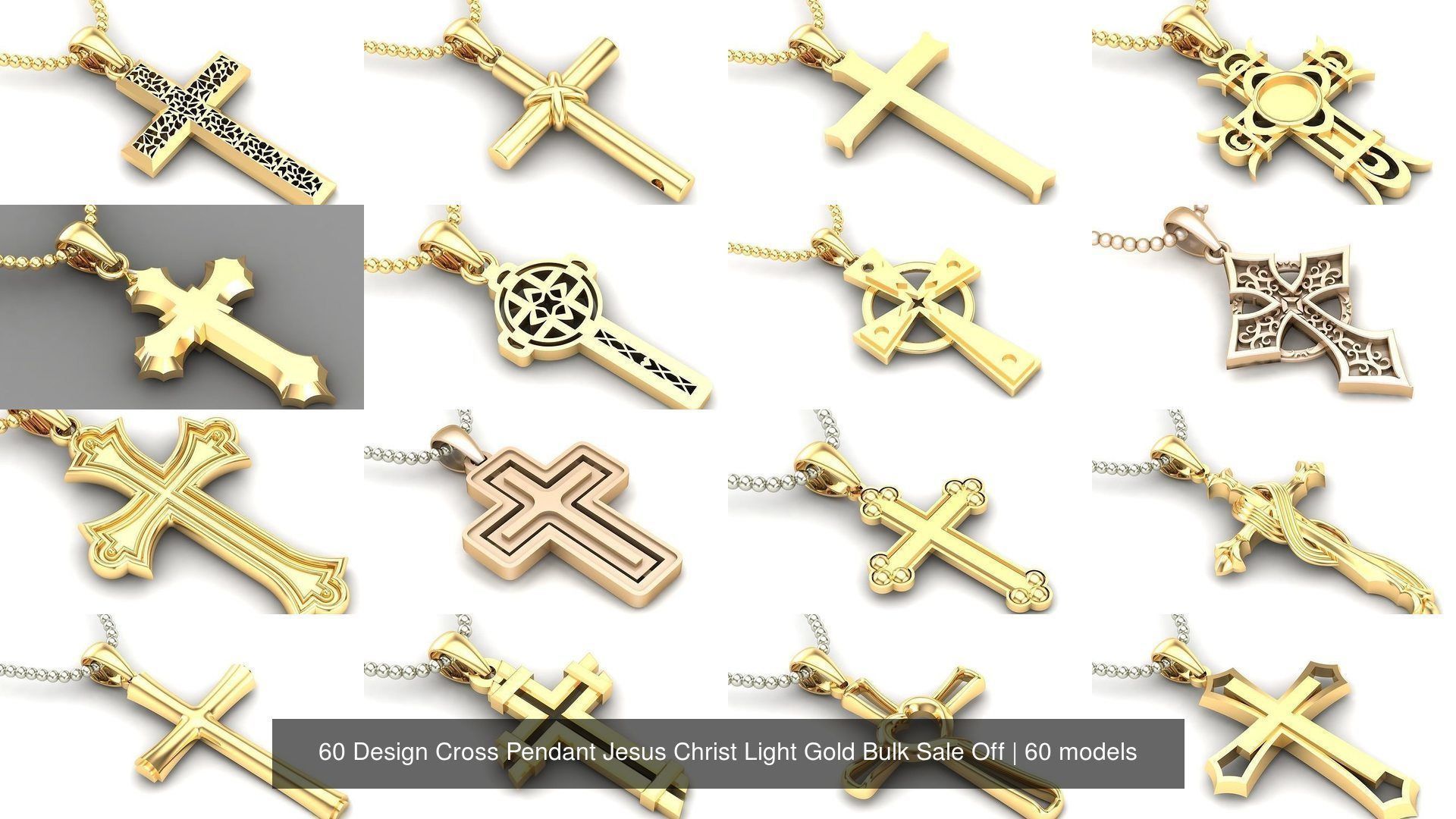 60 Design Cross Pendant Jesus Christ Light Gold Bulk Sale Off 3D Model Collection_6