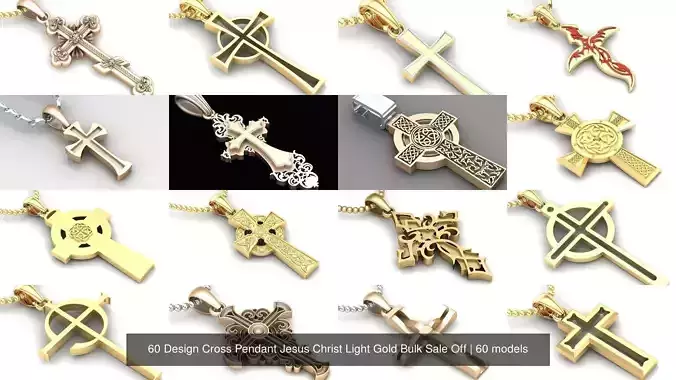 60 Design Cross Pendant Jesus Christ Light Gold Bulk Sale Off 3D Model Collection