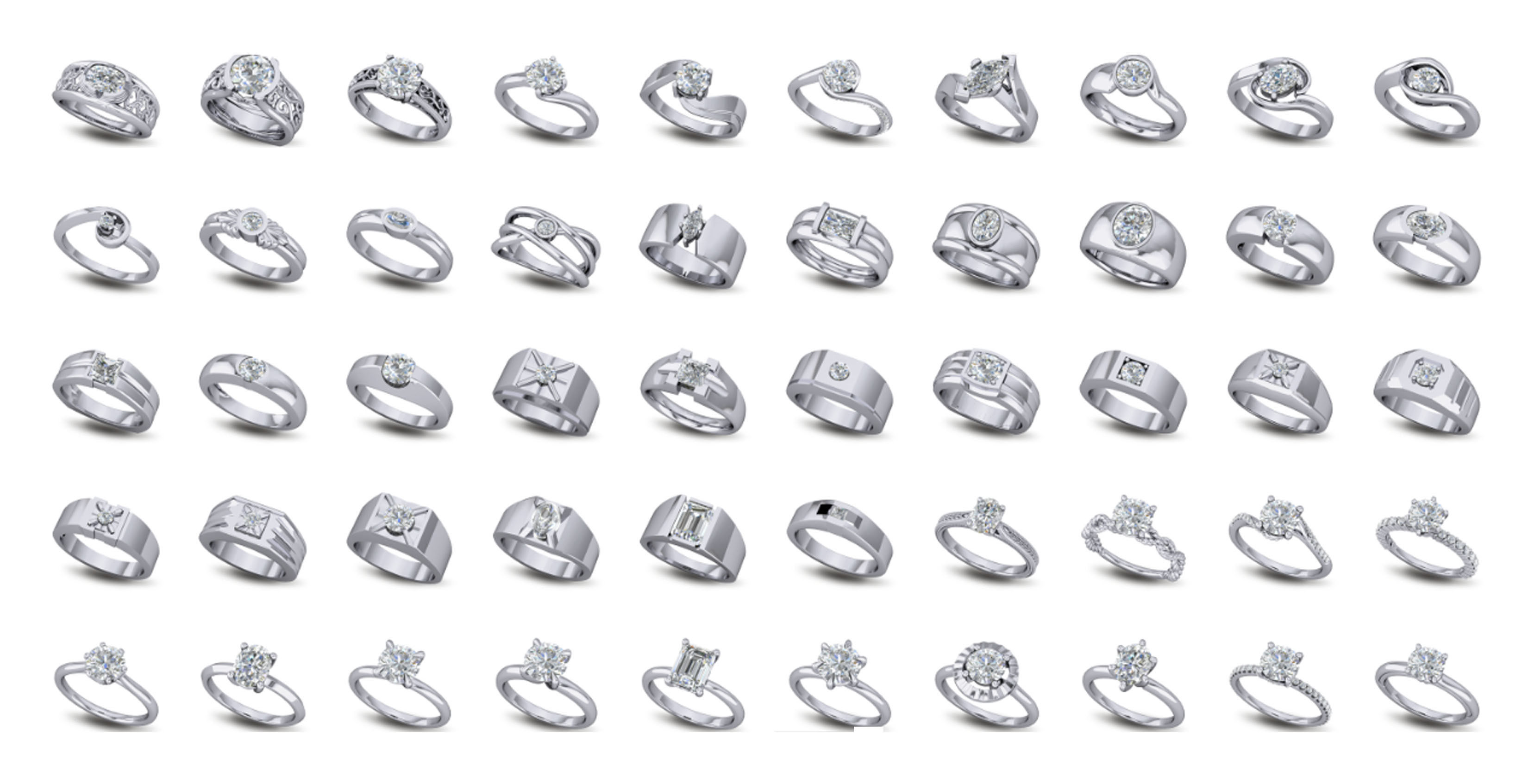 200  Collection 3d Ring Jewellery Models bulk Solitaire 3D print model_42