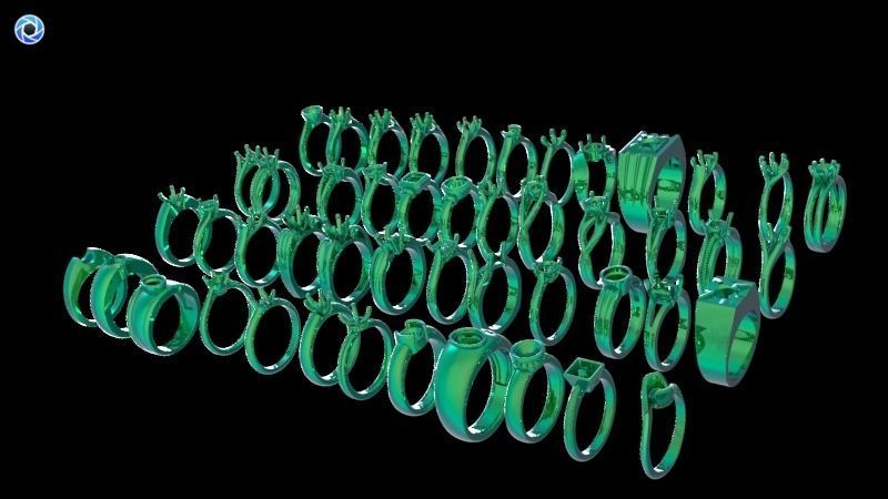 200  Collection 3d Ring Jewellery Models bulk Solitaire 3D print model_2