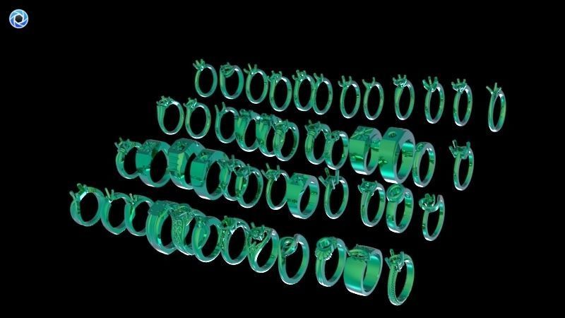 200  Collection 3d Ring Jewellery Models bulk Solitaire 3D print model_36