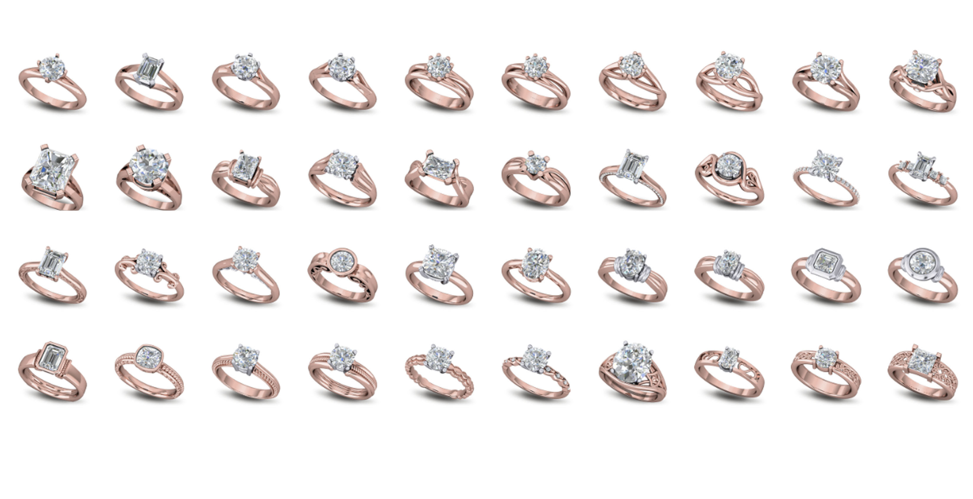200  Collection 3d Ring Jewellery Models bulk Solitaire 3D print model_47