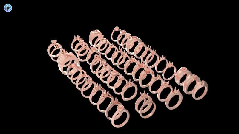 200  Collection 3d Ring Jewellery Models bulk Solitaire 3D print model_16