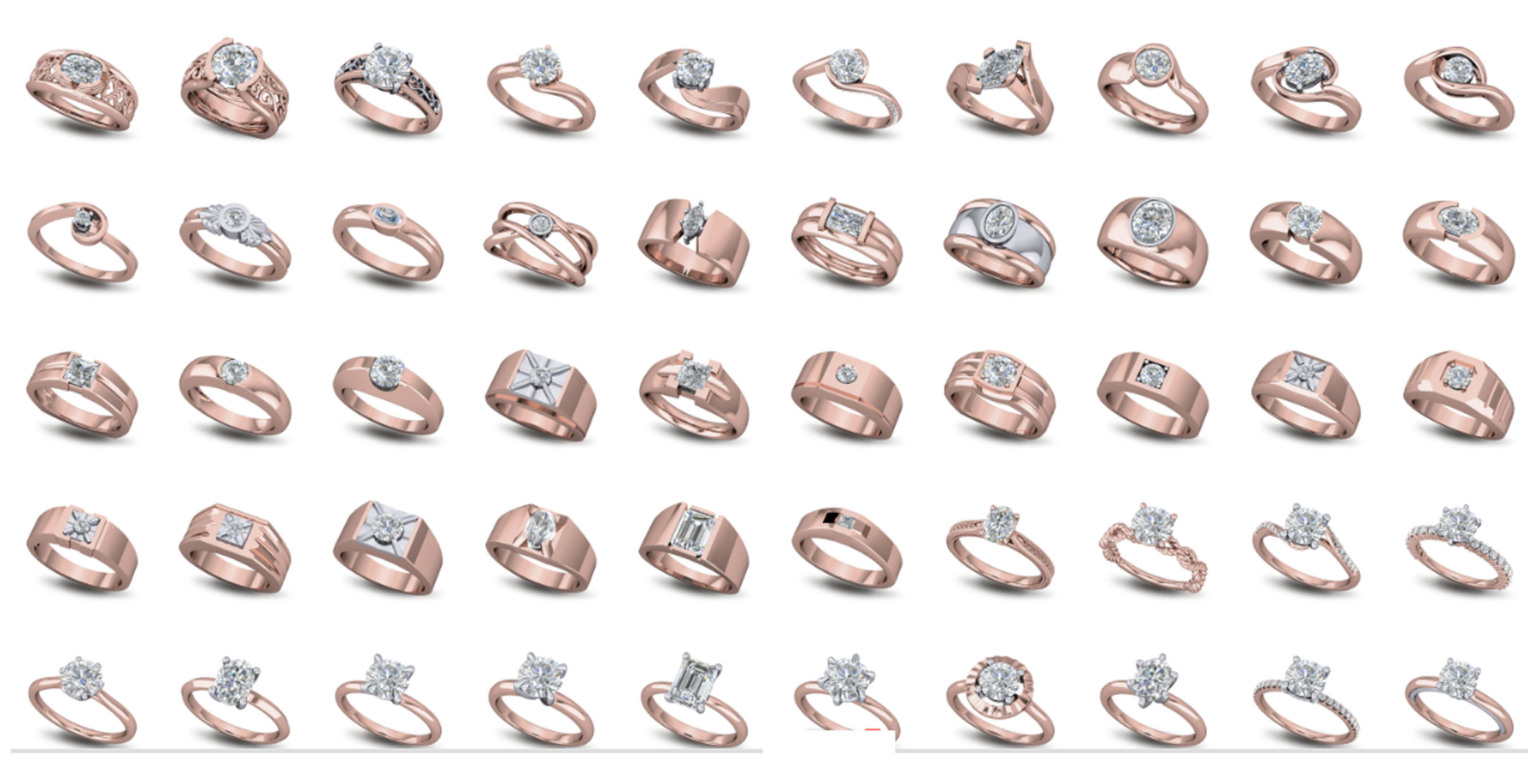 200  Collection 3d Ring Jewellery Models bulk Solitaire 3D print model_48
