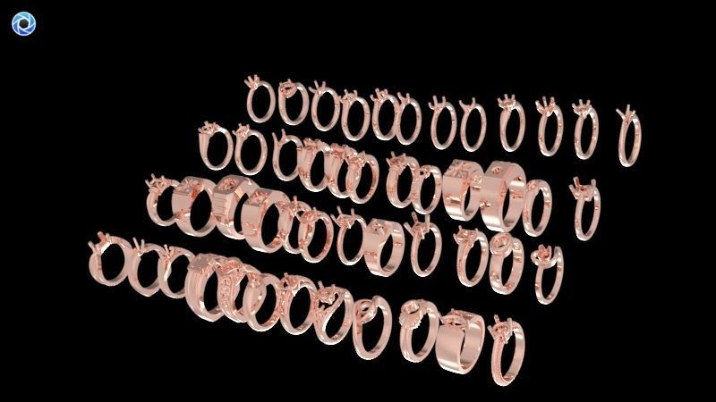 200  Collection 3d Ring Jewellery Models bulk Solitaire 3D print model_33