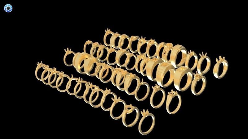 200  Collection 3d Ring Jewellery Models bulk Solitaire 3D print model_29