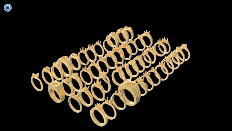 200  Collection 3d Ring Jewellery Models bulk Solitaire 3D print model_3