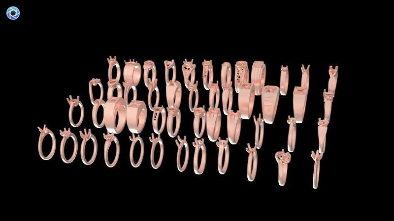 200  Collection 3d Ring Jewellery Models bulk Solitaire 3D print model_31