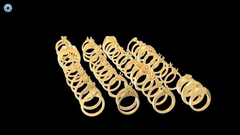 200  Collection 3d Ring Jewellery Models bulk Solitaire 3D print model_1