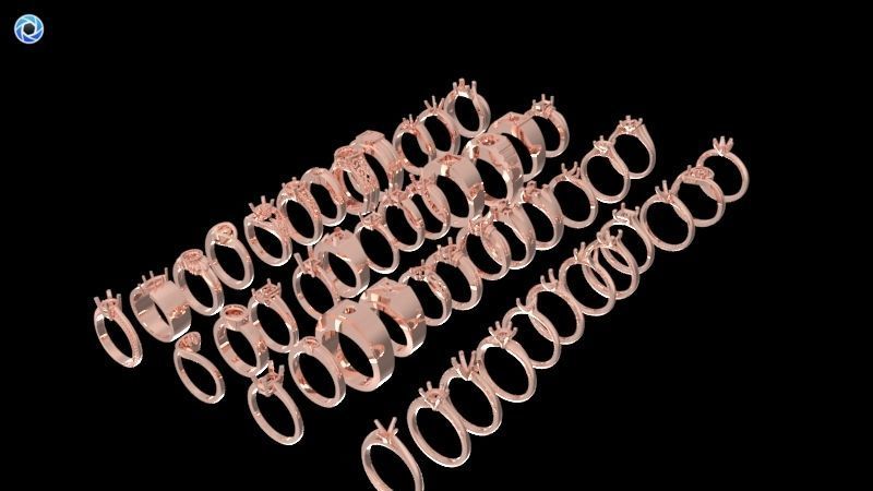 200  Collection 3d Ring Jewellery Models bulk Solitaire 3D print model_34