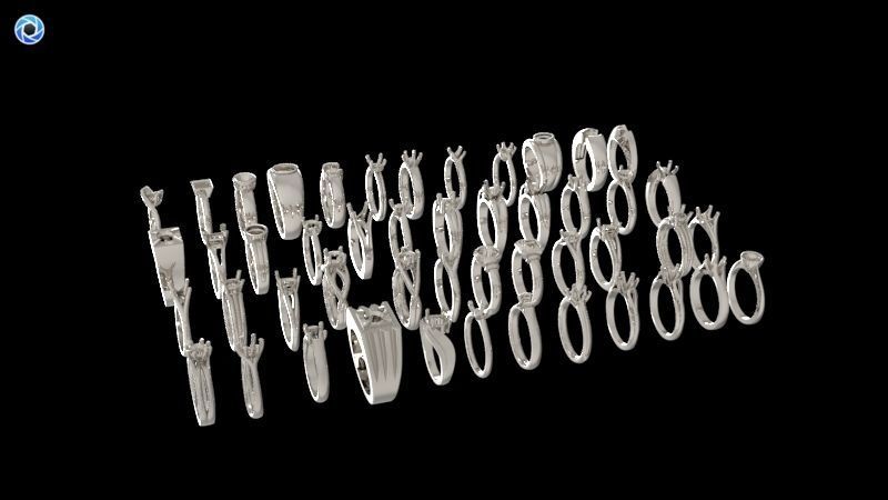 200  Collection 3d Ring Jewellery Models bulk Solitaire 3D print model_19