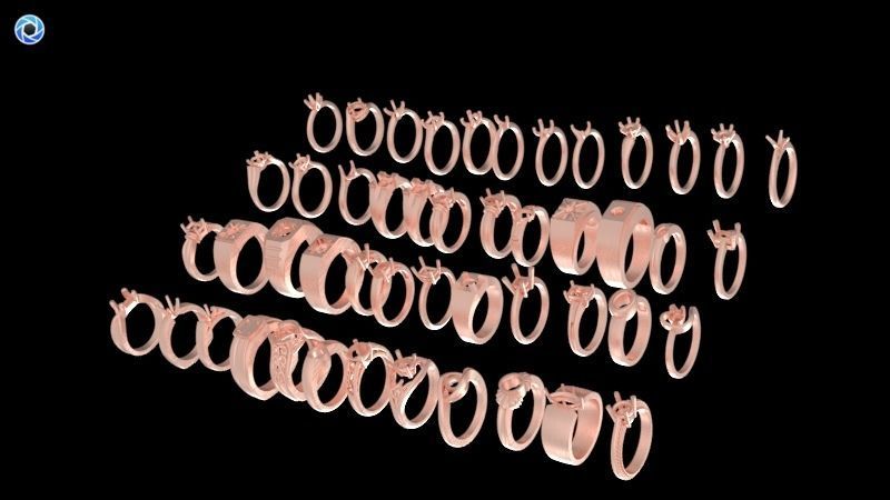 200  Collection 3d Ring Jewellery Models bulk Solitaire 3D print model_35
