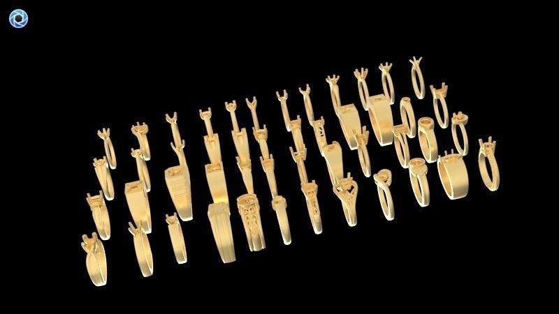 200  Collection 3d Ring Jewellery Models bulk Solitaire 3D print model_28
