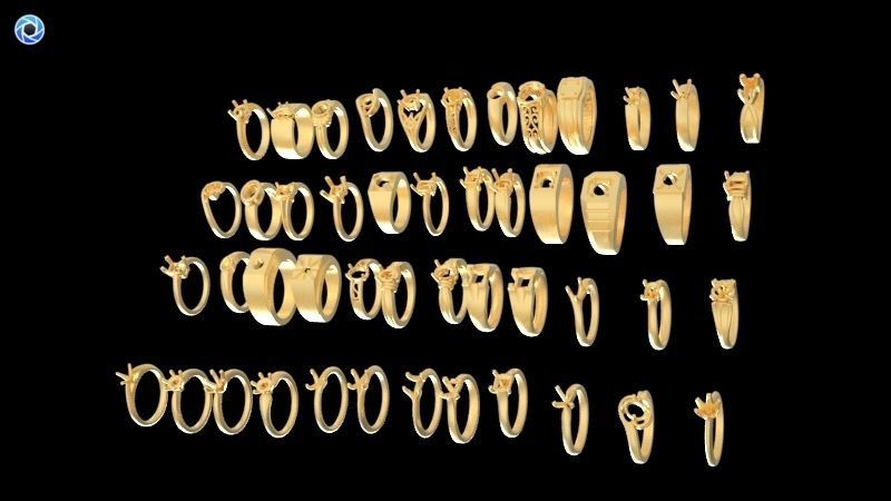 200  Collection 3d Ring Jewellery Models bulk Solitaire 3D print model_32