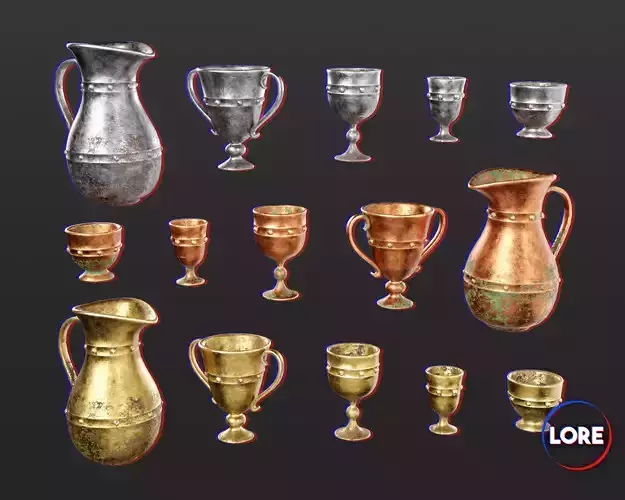Medieval Treasure Drinkware Low-poly 3D model