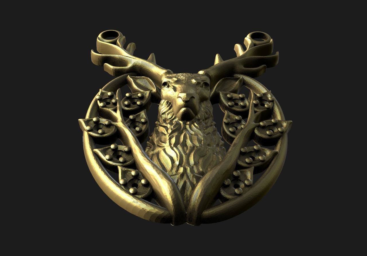 Deer pendant 3D print model_3