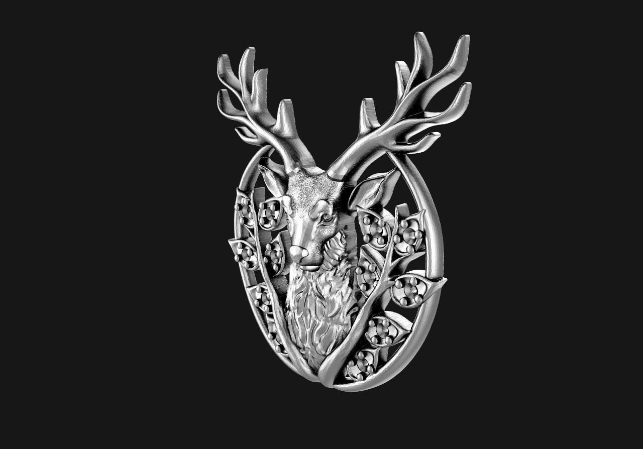 Deer pendant 3D print model_5